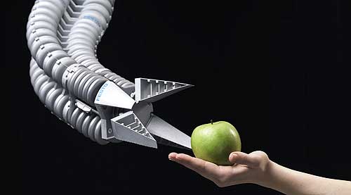 费斯托机械臂和手中的苹果